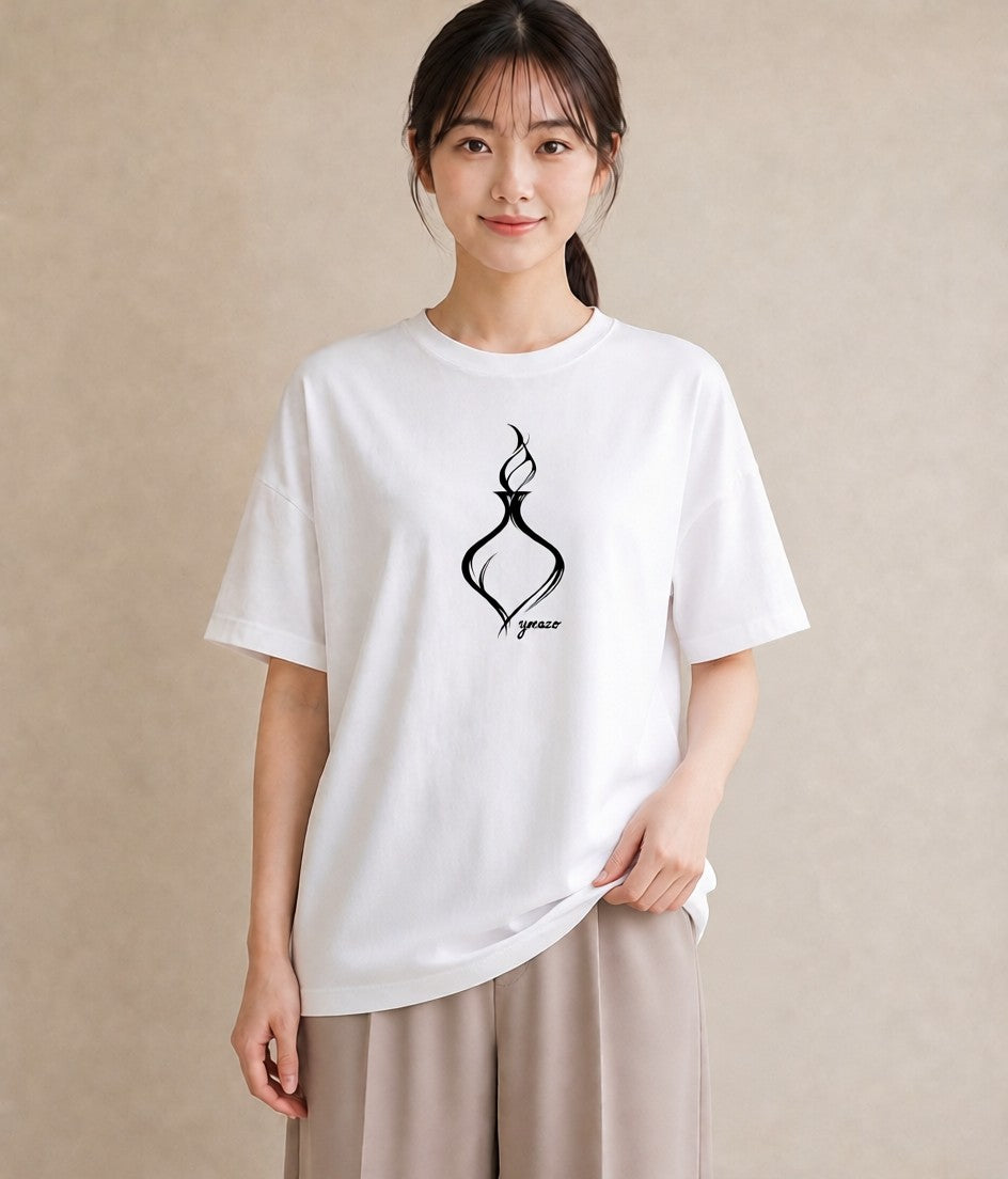 デザインTシャツ レディース 香水 香水瓶 パフューム イラスト カフェコーデ 海 カフェ巡り 白T