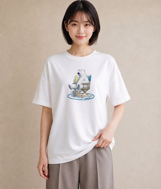 半袖Tシャツ レディース しろくま 白くま 動物 アニマル イラスト ラフカジュアル 母の日 ビーチ 白T