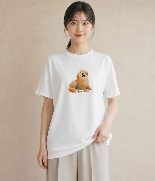 Tシャツ レディース ゴールデンレトリバー ゴールデン 犬 いぬ イラスト 淡色 20代 カジュアルコーデ 白T
