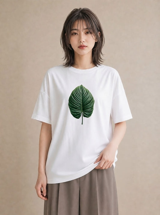 グラフィックTシャツ レディース モンステラ 植物 ボタニカル イラスト 手描き風 敬老の日 ホワイトデー 白T