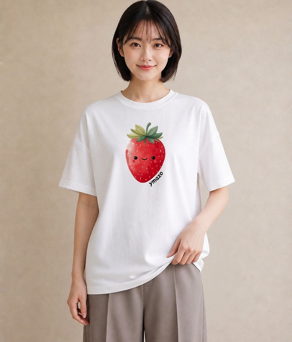 グラフィックTシャツ レディース ショートケーキ 食べ物 フード イラスト きれいめ 母の日 ビーチ 白T