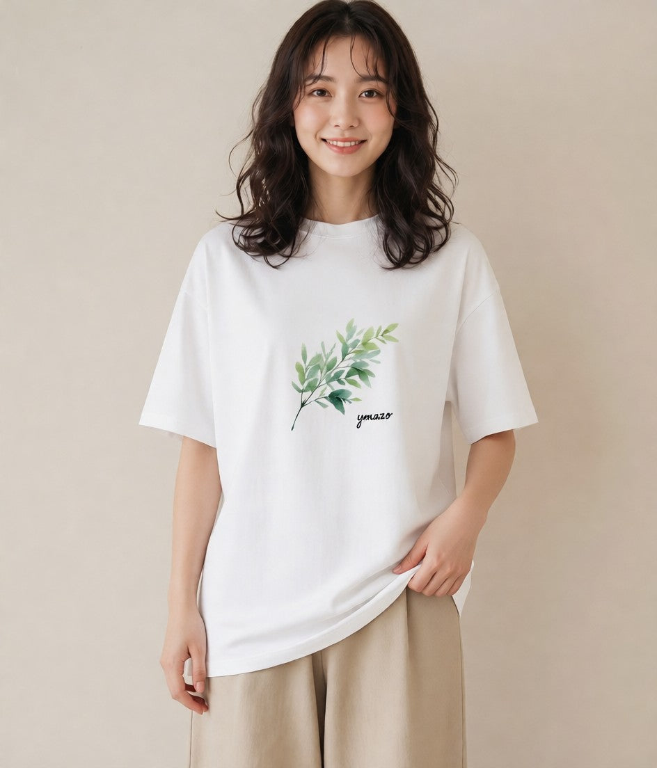 Tシャツ レディース ハーブ 植物 ボタニカル イラスト ヴィンテージ風 母娘コーデ 自分用 白T