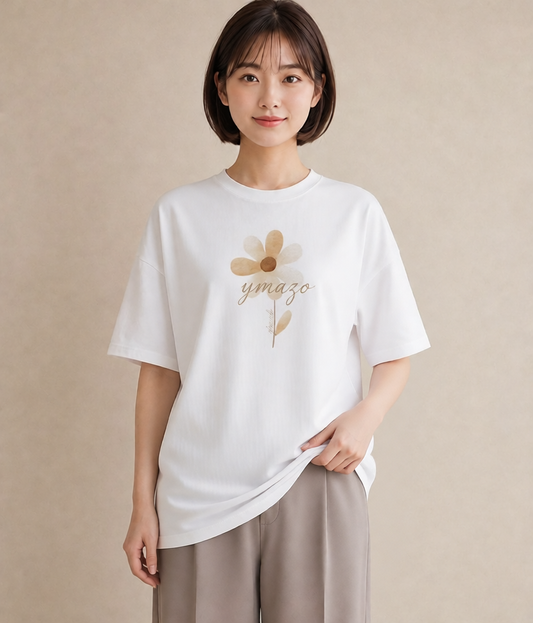 グラフィックTシャツ レディース 花 花柄 イラスト フェミニン 通学 誕生日プレゼント 白T