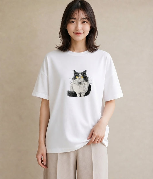 Tシャツ レディース ラグドール 猫 ねこ イラスト ゆるコーデ レイヤード 友達ギフト 白T