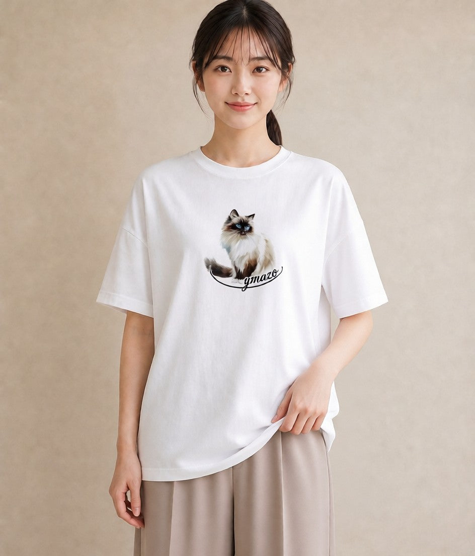 Tシャツ レディース ペルシャ 猫 ねこ イラスト ポップ ホワイトデー 春服 白T