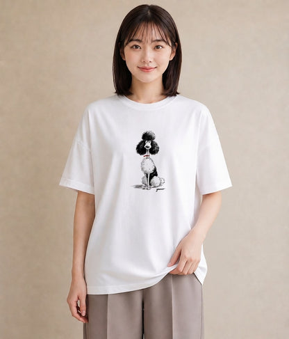 デザインTシャツ レディース トイプードル プードル 犬 いぬ イラスト 綿100 デート 白T