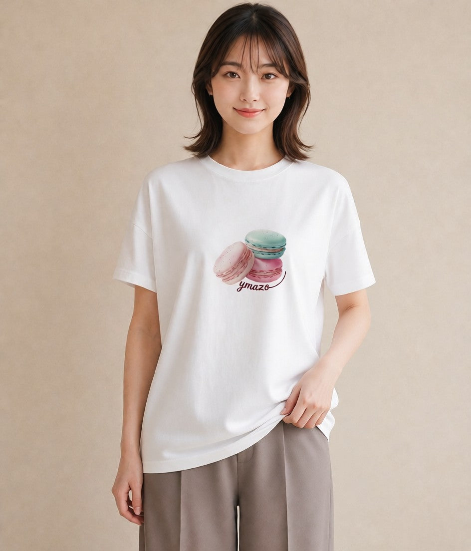 半袖Tシャツ レディース チョコ 食べ物 フード イラスト 上品 ビーチ デイリーウェア 白T