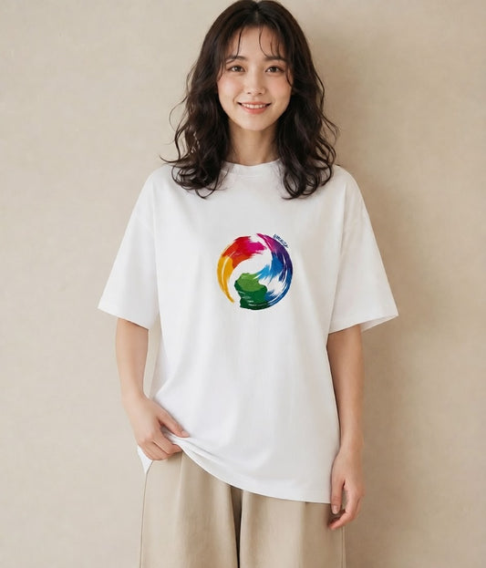 半袖Tシャツ レディース 地球 星空 宇宙 イラスト 抜け感 秋コーデ おしゃれギフト 白T