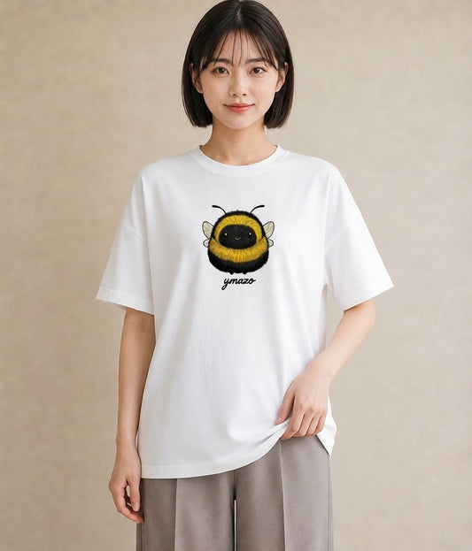 プリントTシャツ レディース みつばち 昆虫 虫 イラスト 線画 社会人 女性 白T