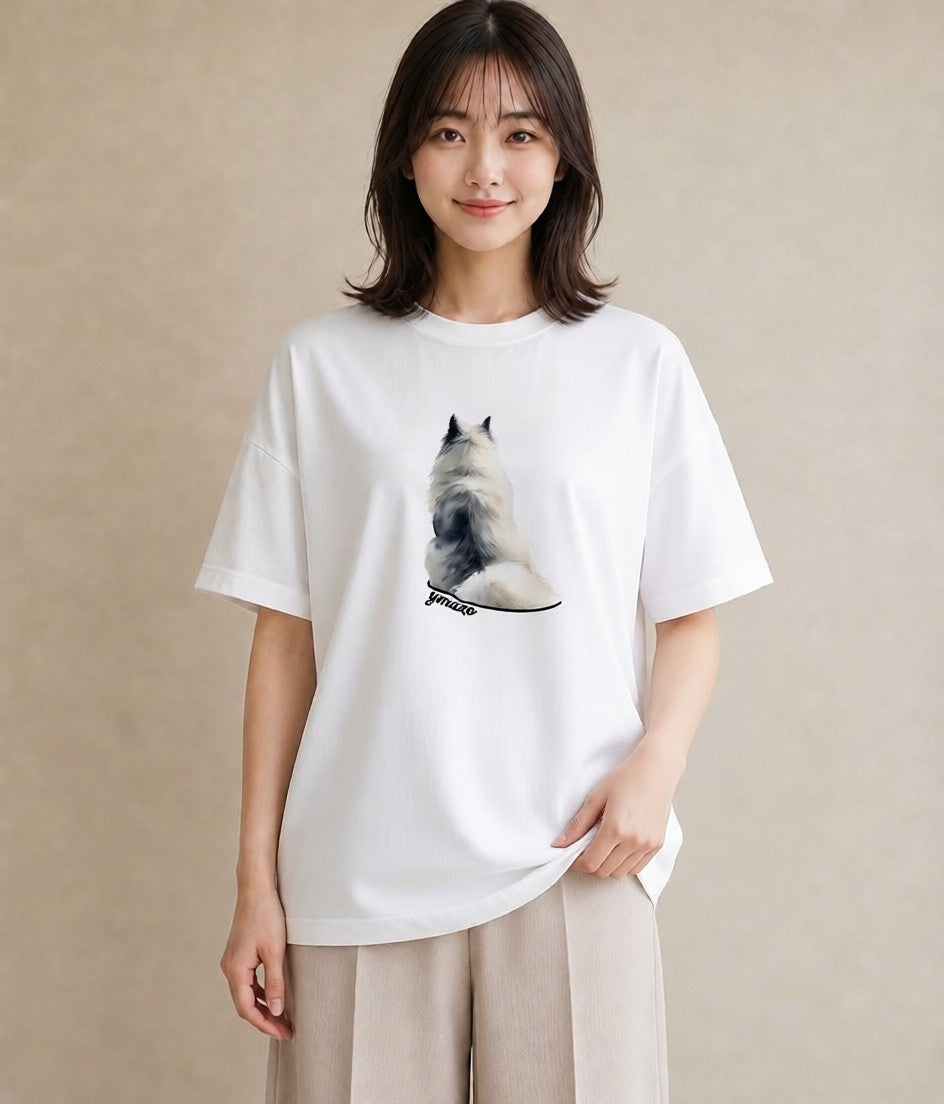 グラフィックTシャツ レディース サモエド 犬 いぬ イラスト ミニマル 部屋着 女性向けギフト 白T