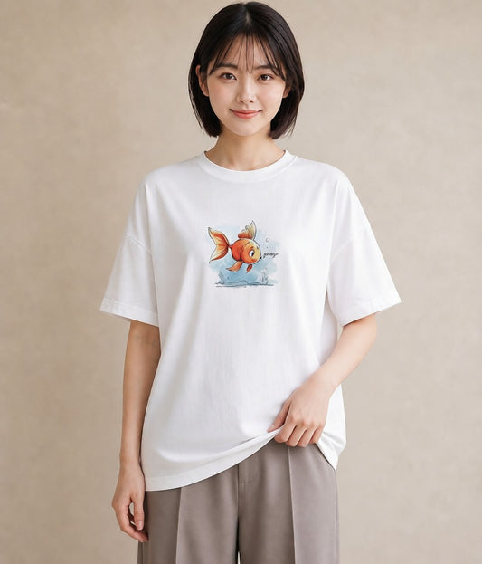 半袖Tシャツ レディース カクレクマノミ 海の生き物 海 イラスト 手描き風 ルームウェア ギフト 白T
