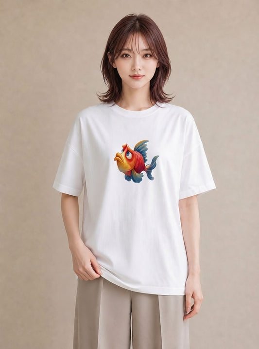 Tシャツ レディース たい焼き 食べ物 フード イラスト ヴィンテージ風 女性 旅行用 白T