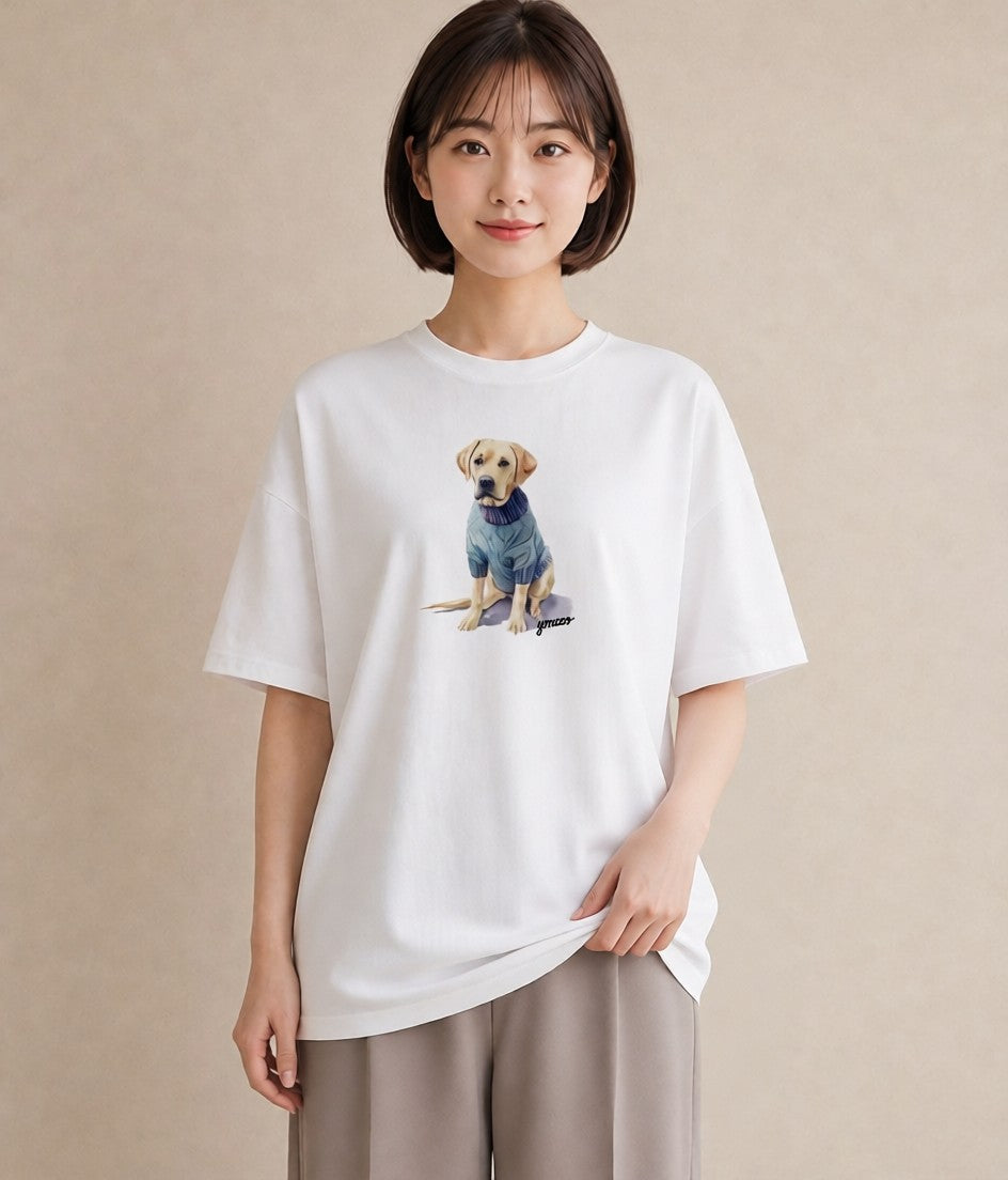 デザインTシャツ レディース 犬好き 犬 いぬ イラスト レトロ 親子 20代 白T