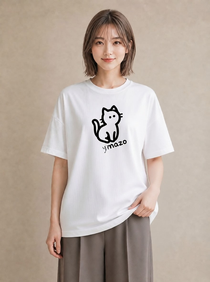プリントTシャツ レディース 猫 ねこ ネコ イラスト 女子会 お揃い 白T