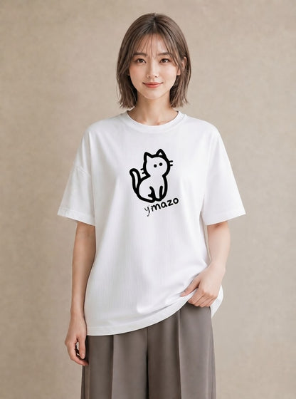 プリントTシャツ レディース 猫 ねこ ネコ イラスト 女子会 お揃い 白T