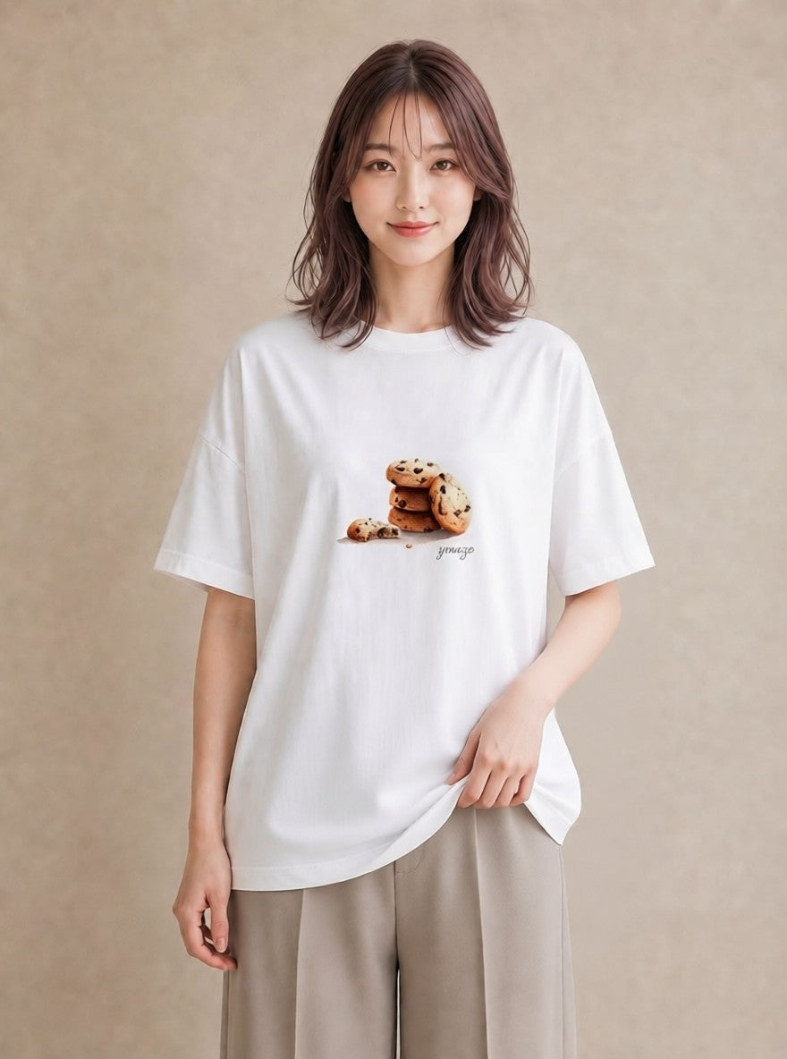 デザインTシャツ レディース チョコ 食べ物 フード イラスト きれいめ 週末コーデ 敬老の日 白T