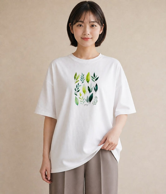 半袖Tシャツ レディース ボタニカル 植物 イラスト レトロ ペアコーデ 秋コーデ 白T