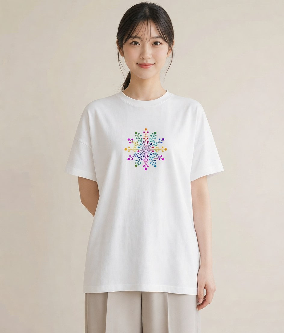 グラフィックTシャツ レディース 雪の結晶 星空 宇宙 イラスト ポップ デイリーウェア 休日 白T