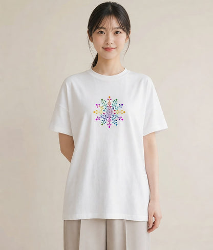 グラフィックTシャツ レディース 雪の結晶 星空 宇宙 イラスト ポップ デイリーウェア 休日 白T
