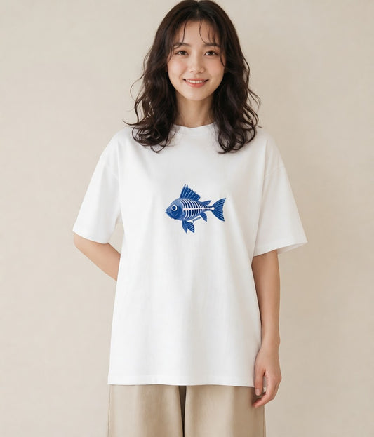 Tシャツ レディース グッピー ペット 動物 イラスト ナチュラル ペアコーデ 秋コーデ 白T