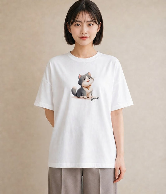 Tシャツ レディース マンチカン 猫 ねこ イラスト ユニーク 姉妹 送別ギフト 白T