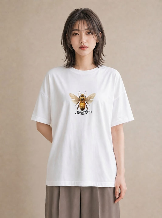 Tシャツ レディース みつばち 昆虫 虫 イラスト ポップ 旅行用 海 白T