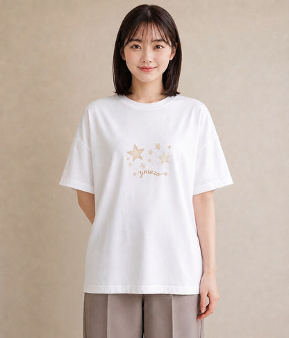 デザインTシャツ レディース 牡牛座 星空 宇宙 イラスト ナチュラル 親子 20代 白T