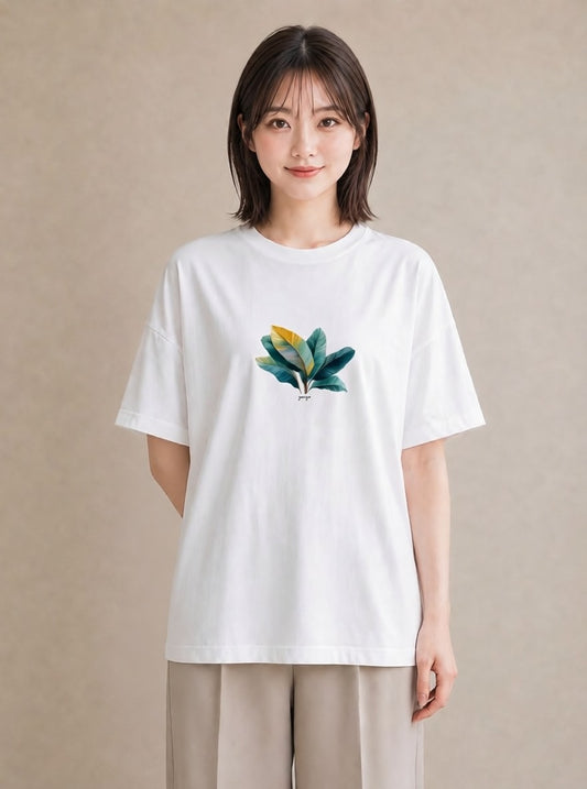 半袖Tシャツ レディース ボタニカル 植物 イラスト 可愛い お揃い 親子 白T