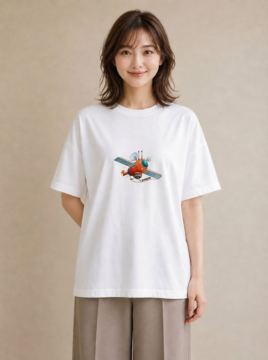 Tシャツ レディース ロケット 星空 宇宙 イラスト ミニマル 買い物 夏コーデ 白T