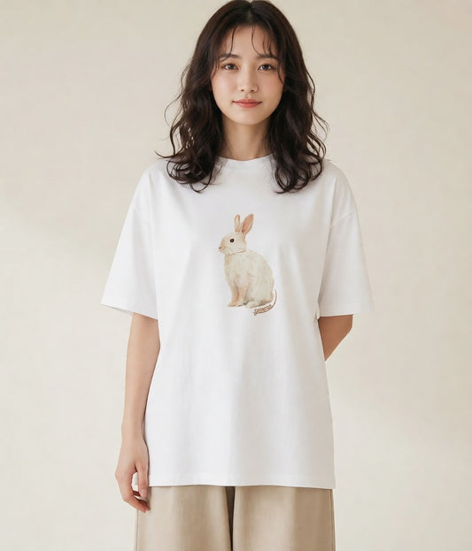 プリントTシャツ レディース チンチラ ペット 動物 イラスト 休日 ペアコーデ 白T