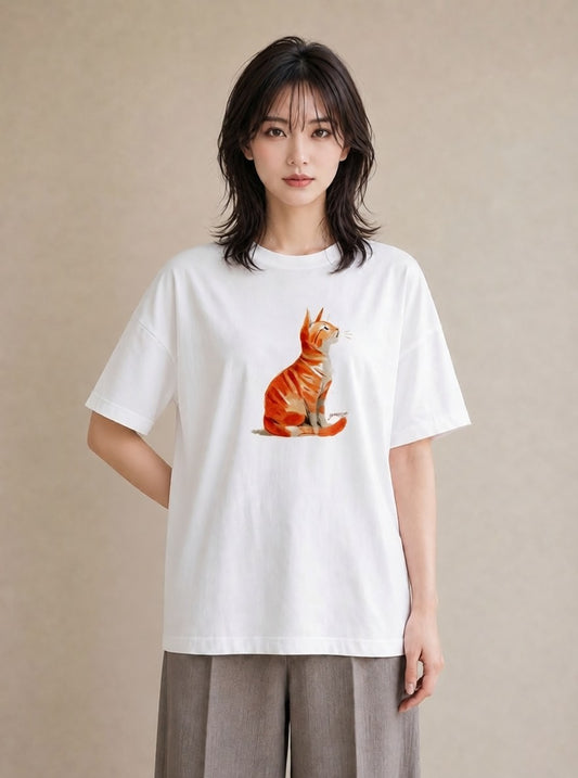 デザインTシャツ レディース ねこ 猫 ネコ イラスト お洒落 お出かけ 普段着 白T