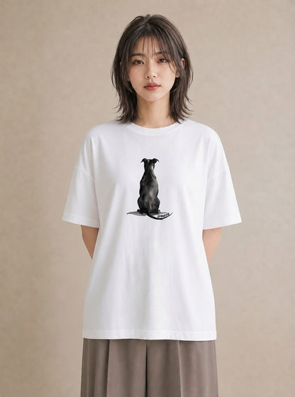 半袖Tシャツ レディース 犬 いぬ イラスト 線画 ミセス 春コーデ 白T
