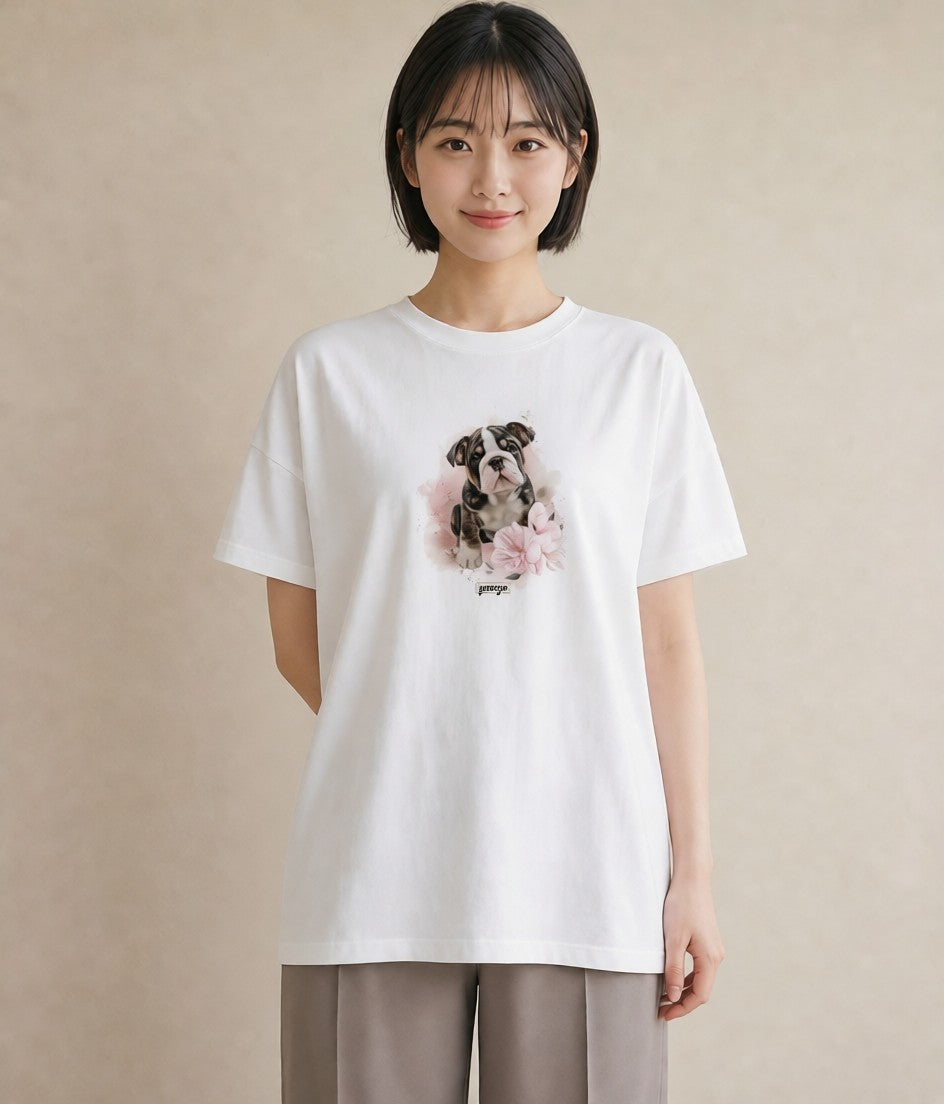 半袖Tシャツ レディース フレンチブルドッグ フレブル 犬 いぬ イラスト ラフカジュアル 春コーデ 姉妹 白T