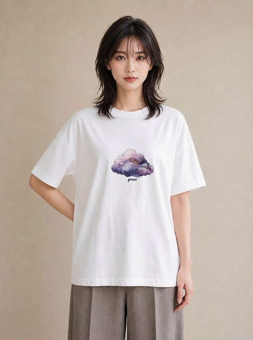 デザインTシャツ レディース オーロラ 星空 宇宙 イラスト 旅行コーデ おしゃれギフト 社会人 白T