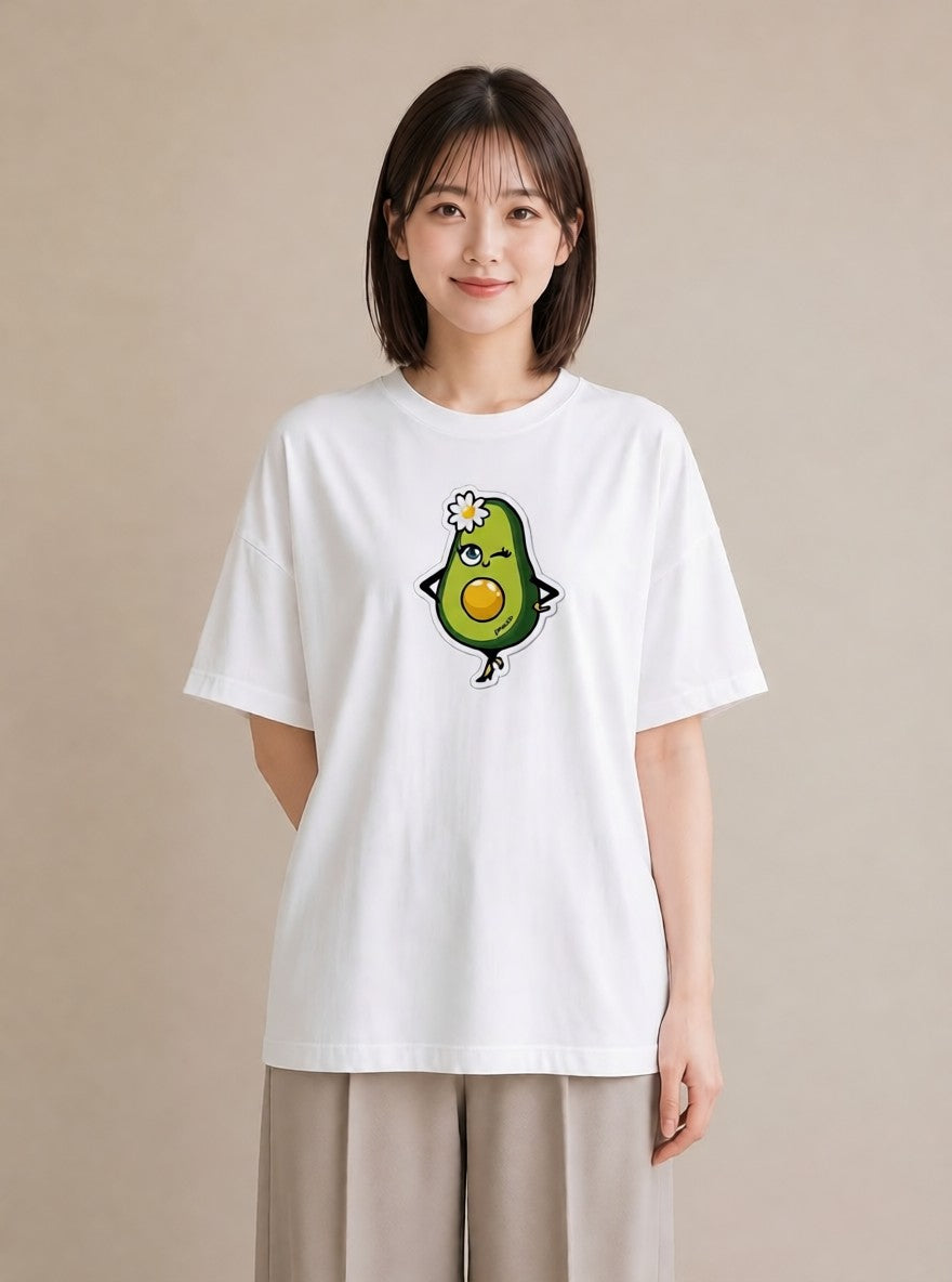 グラフィックTシャツ レディース アボカド 食べ物 フード イラスト シンプル 海 カフェ巡り 白T