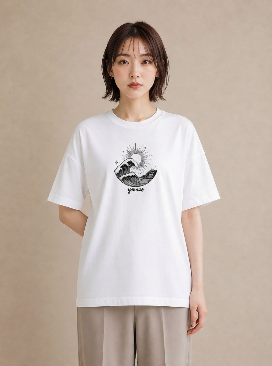 Tシャツ レディース 海 リゾート 夏 イラスト ユニーク 綿100 デート 白T