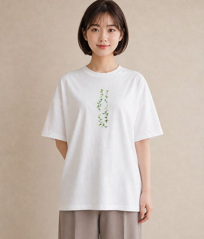半袖Tシャツ レディース 夕暮れ バルコニー 夕焼け ナチュラル アンティーク イラスト 春服 ミセス 白T