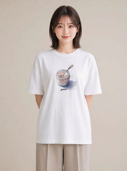 半袖Tシャツ レディース 抹茶 食べ物 フード イラスト 休日コーデ お出かけ 普段着 白T