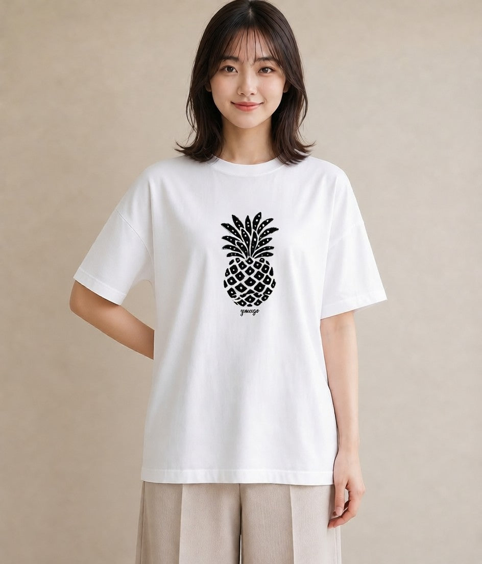 Tシャツ レディース パイナップル 食べ物 フード イラスト 母娘コーデ 自分用 白T