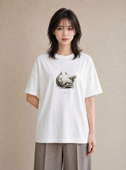 グラフィックTシャツ レディース ラグドール 猫 ねこ イラスト きれいめカジュアル 送別ギフト 通勤 白T