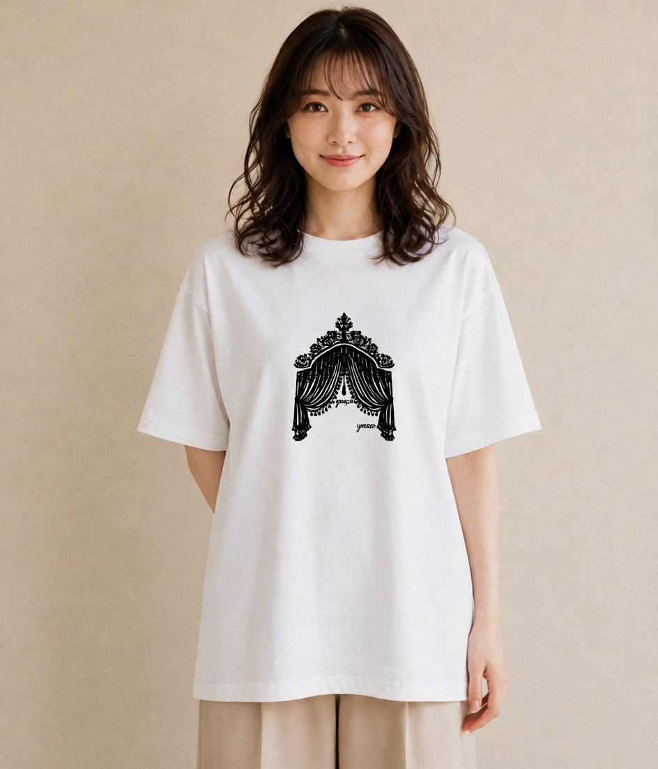 半袖Tシャツ レディース 手鏡 アンティーク レトロ ナチュラル イラスト 旅行コーデ 自分用 ルームウェア 白T