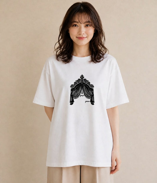 半袖Tシャツ レディース 手鏡 アンティーク レトロ ナチュラル イラスト 旅行コーデ 自分用 ルームウェア 白T
