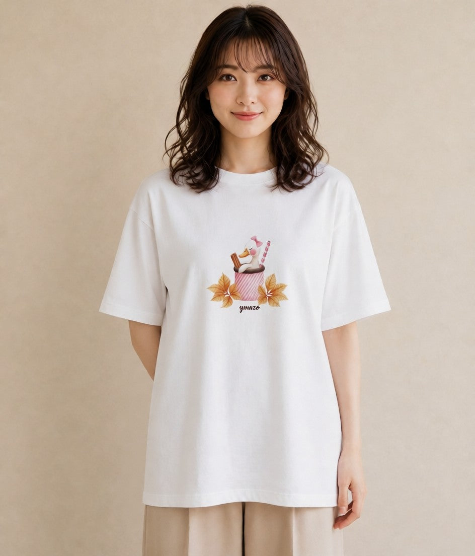グラフィックTシャツ レディース ココア 食べ物 フード イラスト こなれ感 母娘コーデ 自分用 白T