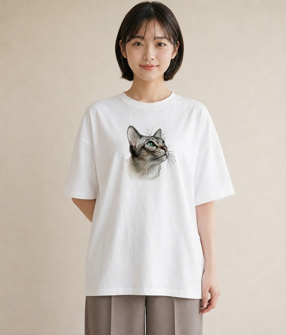 Tシャツ レディース ラグドール 猫 ねこ イラスト ゆるコーデ ビーチ デイリーウェア 白T