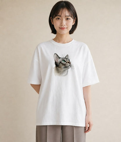 Tシャツ レディース ラグドール 猫 ねこ イラスト ゆるコーデ ビーチ デイリーウェア 白T