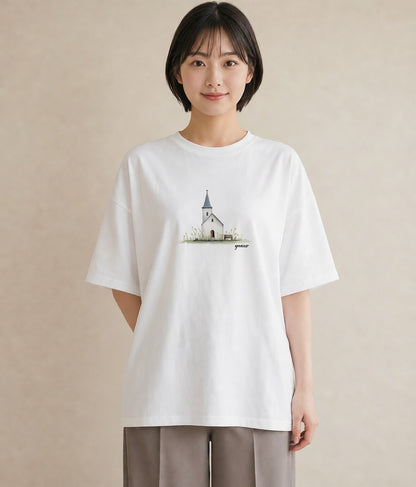 半袖Tシャツ レディース ポスト 野の花 レトロ ナチュラル アンティーク イラスト モード 春服 ミセス 白T