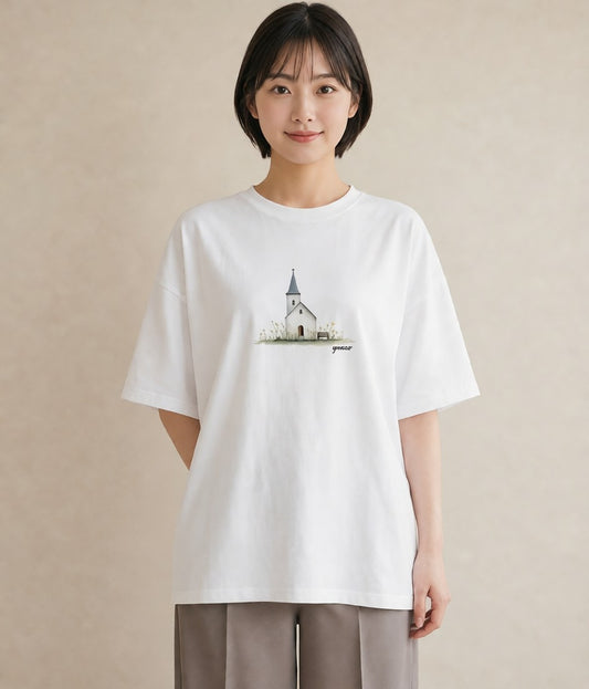 半袖Tシャツ レディース ポスト 野の花 レトロ ナチュラル アンティーク イラスト モード 春服 ミセス 白T