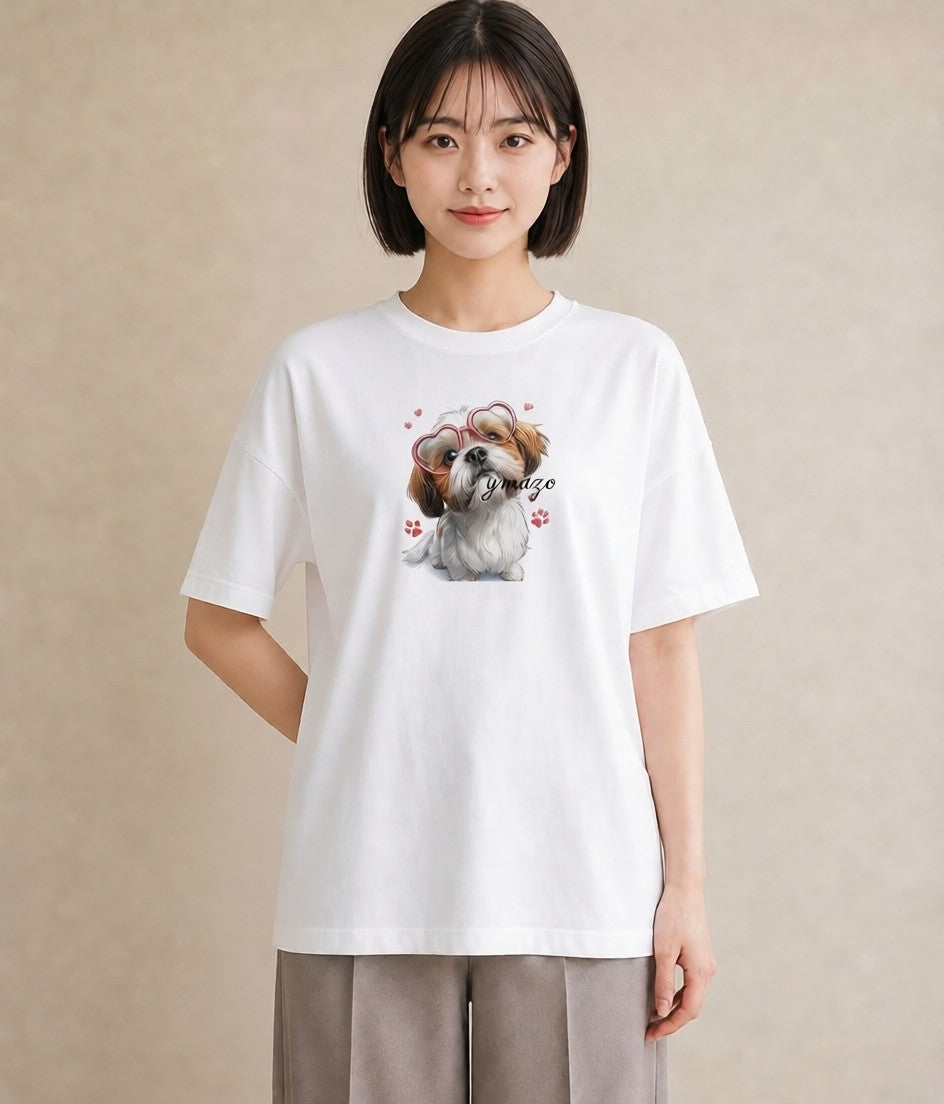 Tシャツ レディース ペキニーズ 犬 いぬ イラスト シンプル ルームウェア ギフト 白T