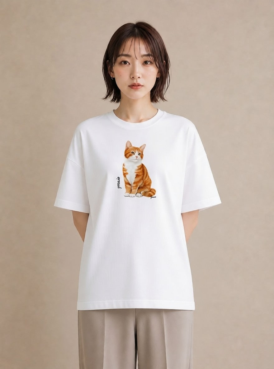 デザインTシャツ レディース アビシニアン 猫 ねこ イラスト ユニーク 旅行用 海 白T