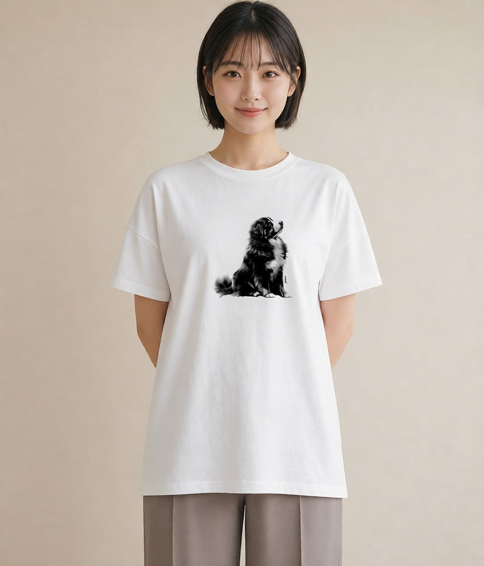 デザインTシャツ レディース バーニーズマウンテンドッグ 犬 いぬ イラスト 旅行コーデ おしゃれギフト 社会人 白T